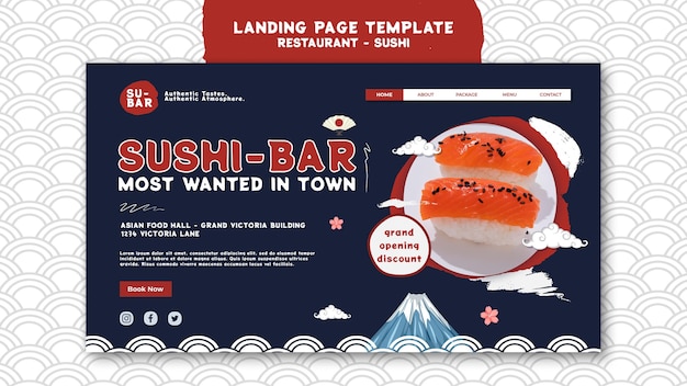 Free PSD sushi landing page template