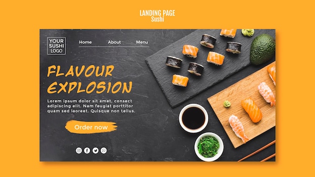 Free PSD sushi landing page theme