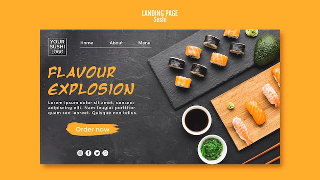 無料PSD 寿司ランディングページのテーマ