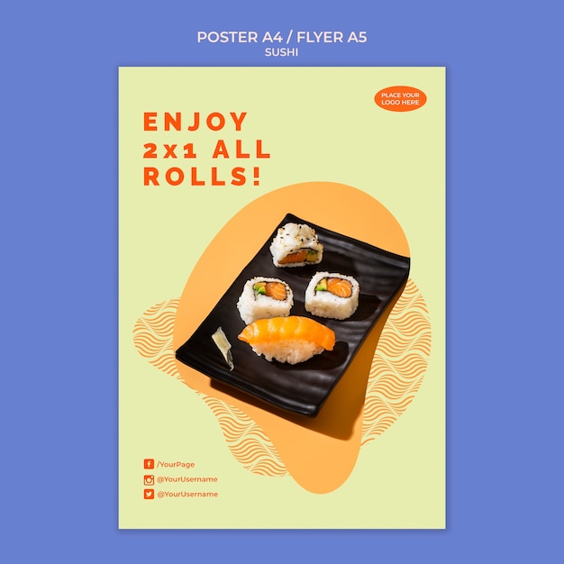 Concetto di modello di poster di sushi