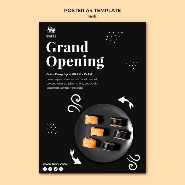 Sushi poster template with photo