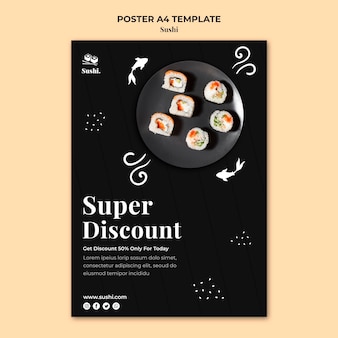 Modello di poster di sushi con foto
