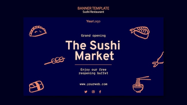 PSD gratuito modello di banner ristorante sushi