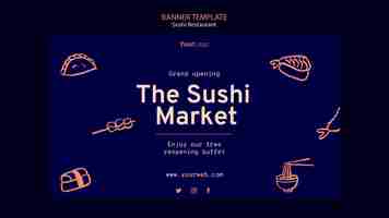 PSD gratuito modello di banner ristorante sushi