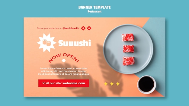 PSD gratuito modello di banner ristorante sushi