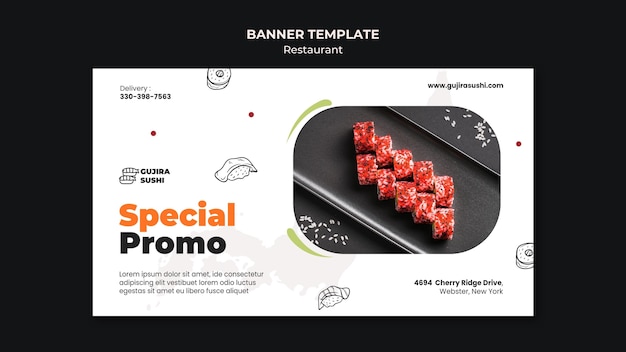 Free PSD sushi restaurant banner web template