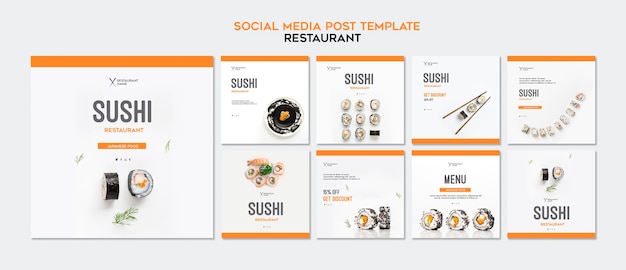 PSD gratuito modello di post di instagram ristorante sushi