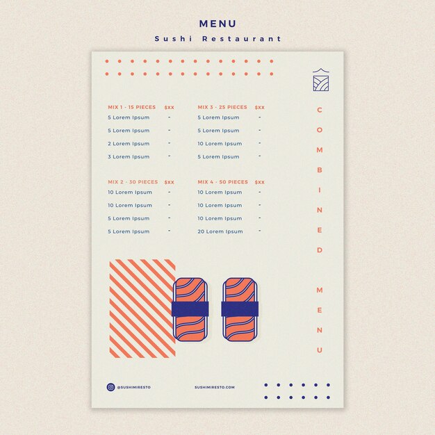 Sushi restaurant menu template