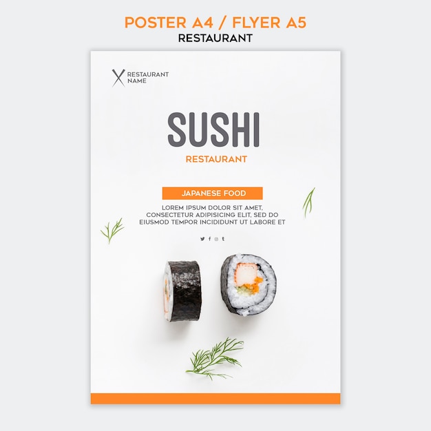 Sushi restaurant poster template