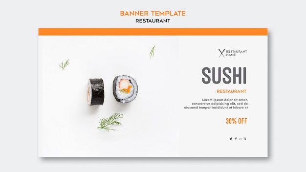 Free PSD sushi restaurant template banner