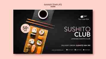 Free PSD sushi restaurant template banner