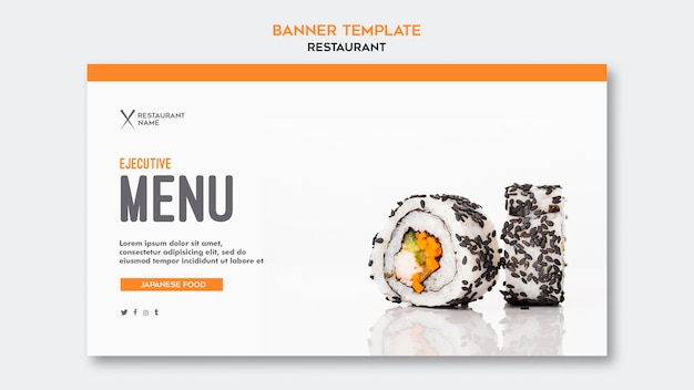 Free PSD sushi restaurant template horizontal banner