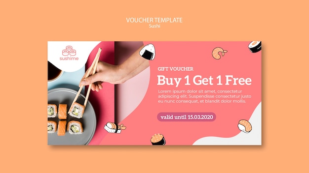 Sushi restaurant voucher template