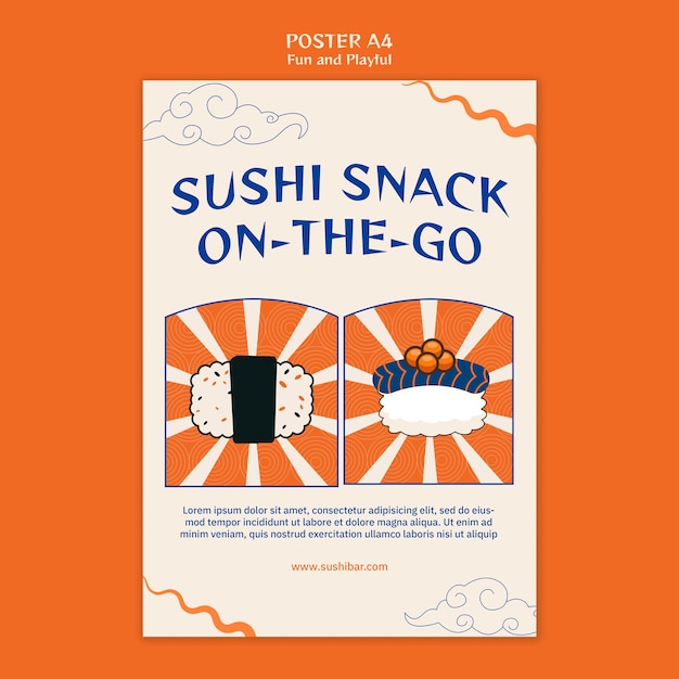 Free PSD sushi snack poster template