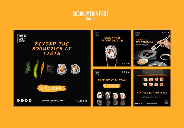 sushi social media post template