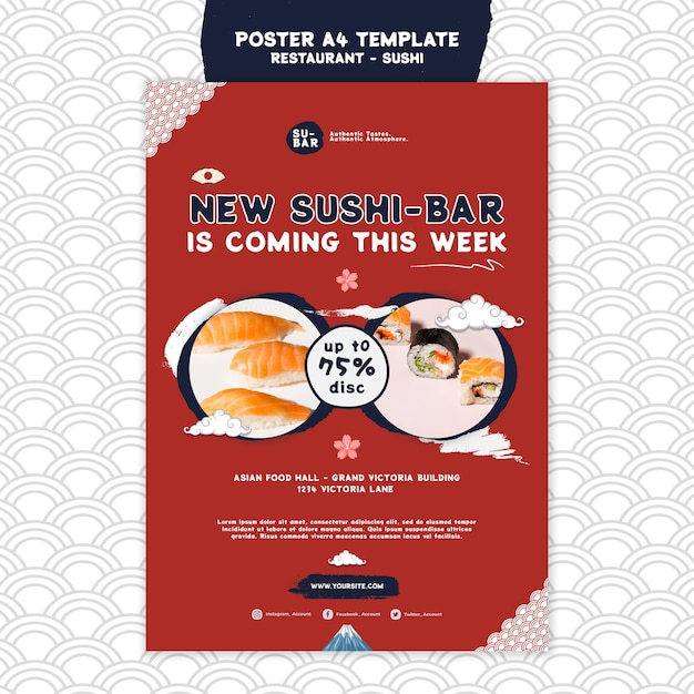 Free PSD sushi vertical print template