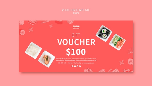 sushi voucher template concept