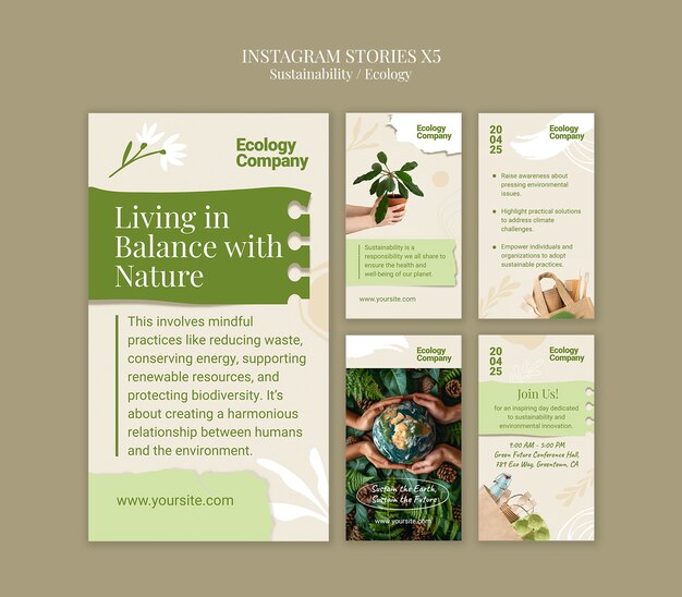 Sustainability instagram stories template design