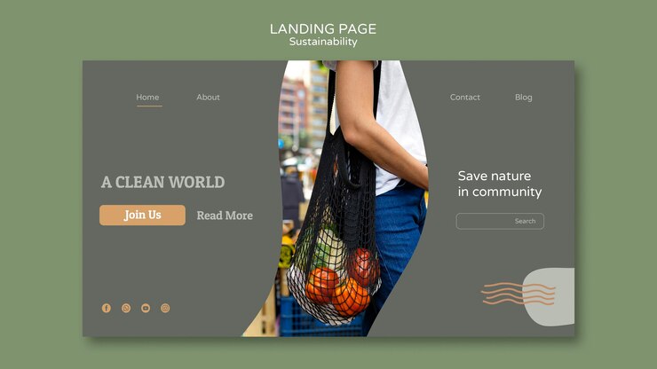 मुफ़्त PSD sustainability landing page design template