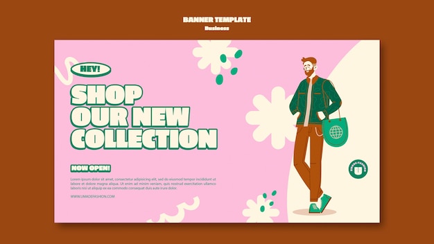 Sustainable slow fashion store horizontal banner template