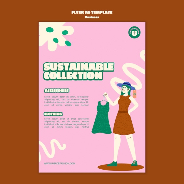 Sustainable slow fashion store vertical flyer template