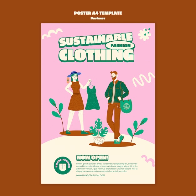 Free PSD sustainable slow fashion store vertical poster template