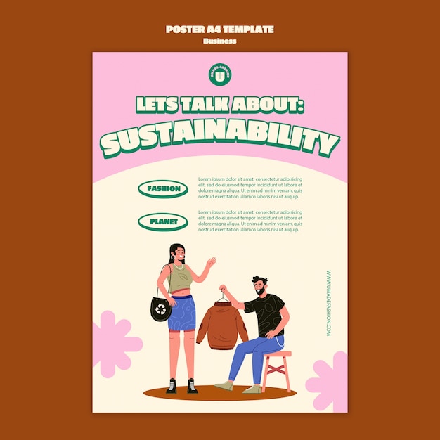 Бесплатный PSD Шаблон вертикального плаката устойчивого магазина медленной моды