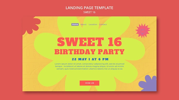 Sweet 16 celebration landing page template