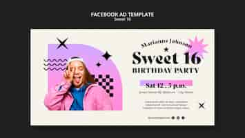 Free PSD sweet 16 celebration social media promo template