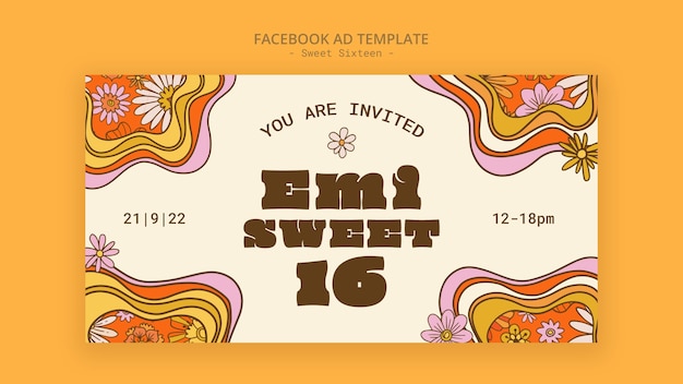 Бесплатный PSD Рекламный шаблон празднования sweet 16 в социальных сетях