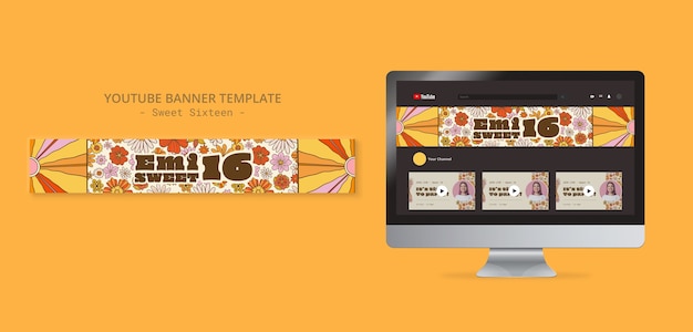 Sweet 16 celebration youtube banner template