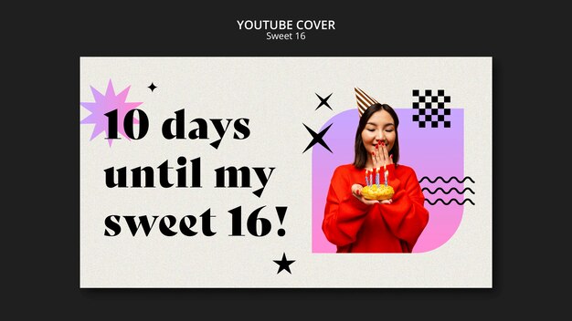 Sweet 16 celebration youtube cover template