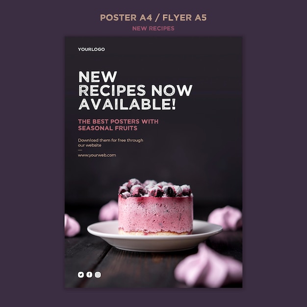 Free PSD sweet recipes poster template