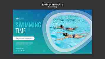 Free PSD swimming banner template with photo