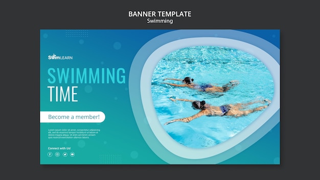 Swimming banner template with photo