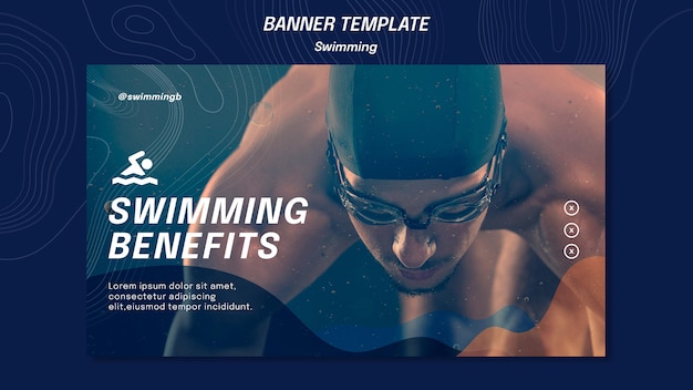 Modello di banner di benefici per il nuoto