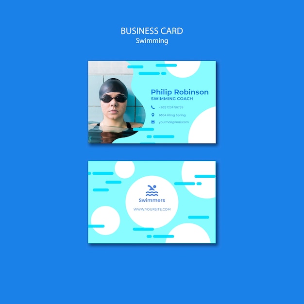 Free PSD swimming business card template