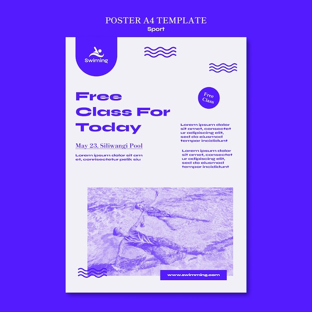 Free PSD swimming class poster template