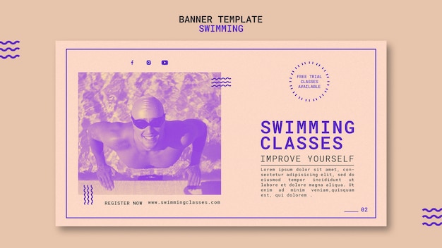 Free PSD swimming classes banner template