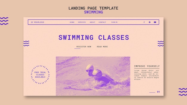 Swimming classes landing page template