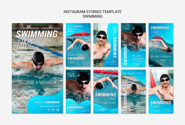 Концепция плавания для историй Instagram
