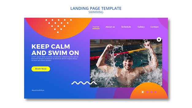 Swimming Concept Landing Page Design – Free PSD Download