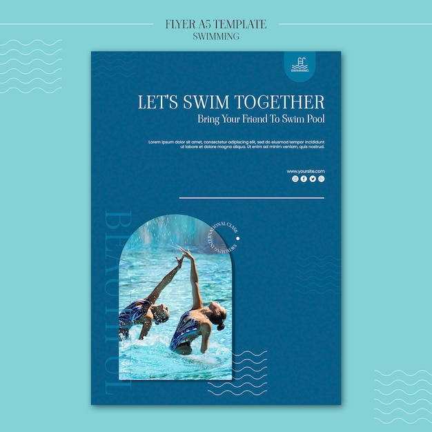 Free PSD swimming flyer template with photo
