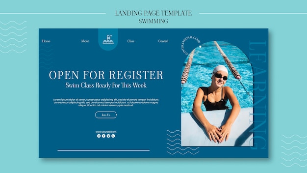 Free PSD swimming landing page template