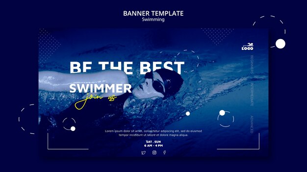 Шаблон баннера уроков плавания с фото