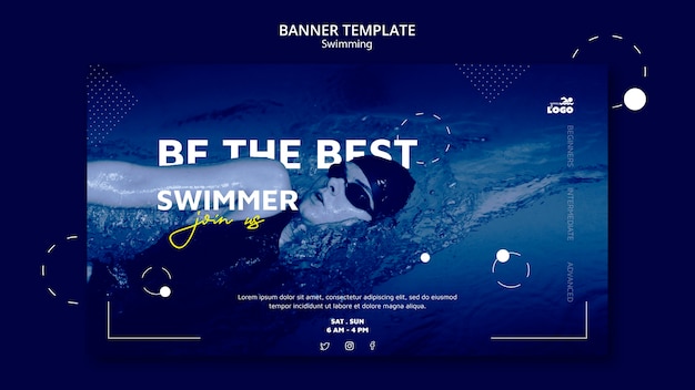 Шаблон баннера уроков плавания с фото