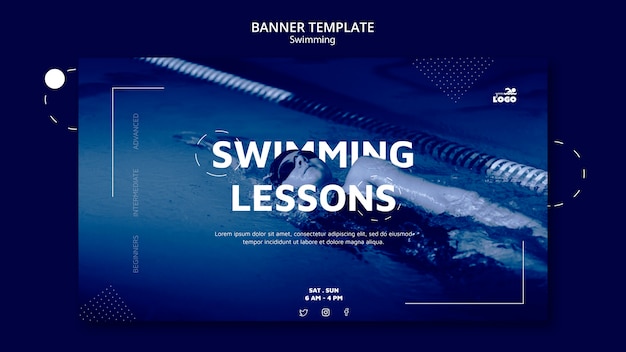 Swimming lessons banner template
