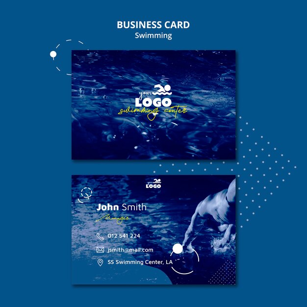 Swimming lessons business card template with photo