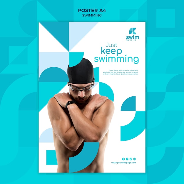 Free PSD swimming lessons flyer template