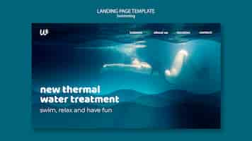 Free PSD swimming lessons landing page template with photo